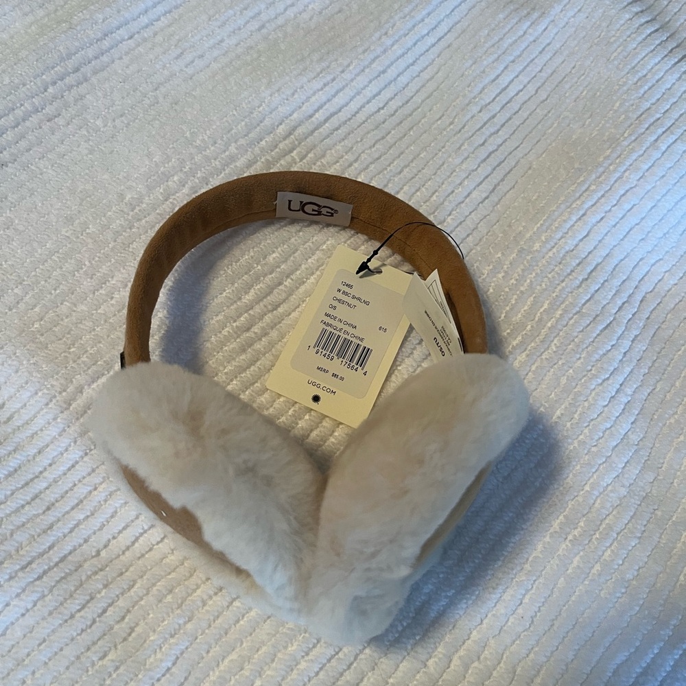 UGG Tan and Cream Shearling Earmuffs